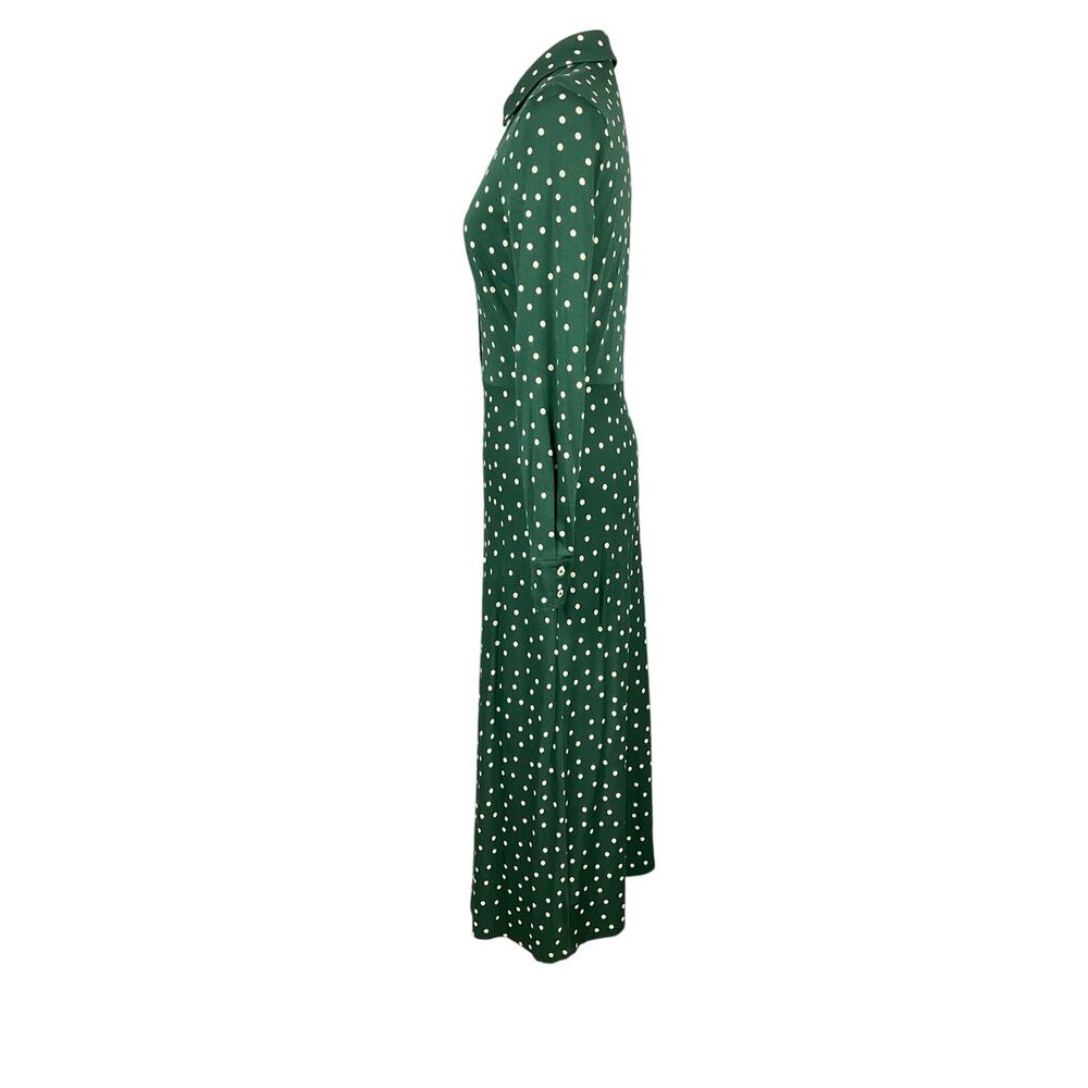BODEN Dress Laura Jersey Knit Midi Dk Green Polka Dot sz 6 Long Tall Modern Prep - Picture 5 of 14